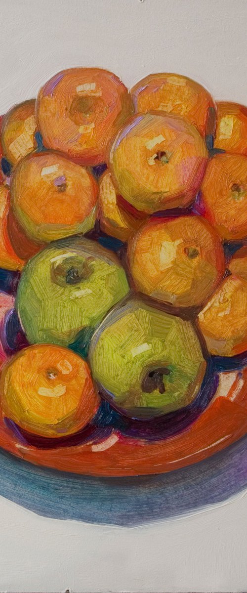 tangerines and apples in a plate by Olivier Payeur