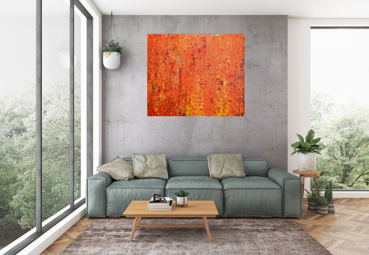 Orange bath - colorful abstract painting by Ivana Olbricht