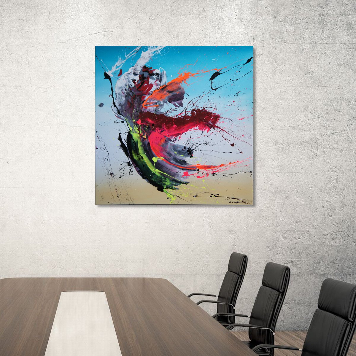 Abstract Acrylic Painting By Ansgar Dressler, 35 X 35, Beauty Punch I, Original Artwork