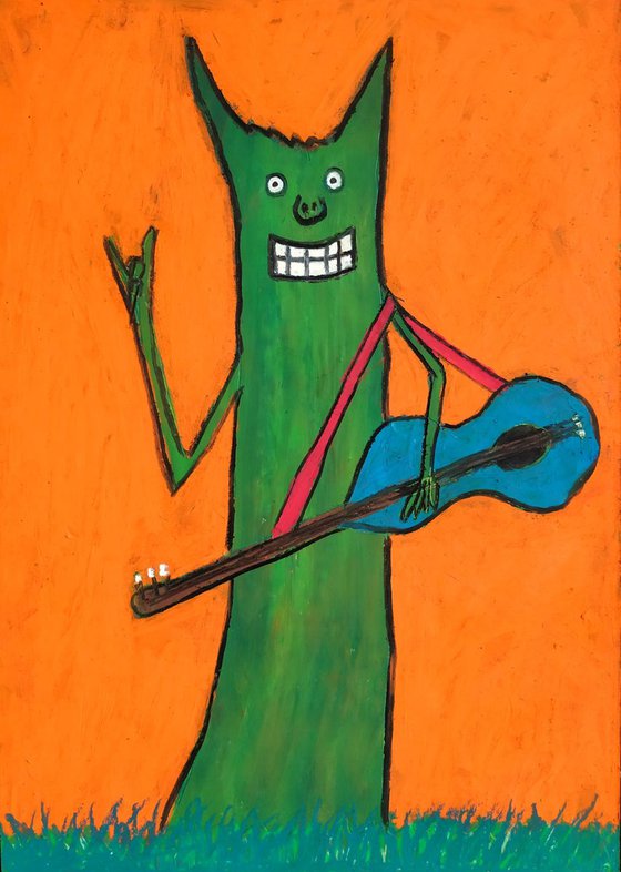 Wood-goblin with guitar