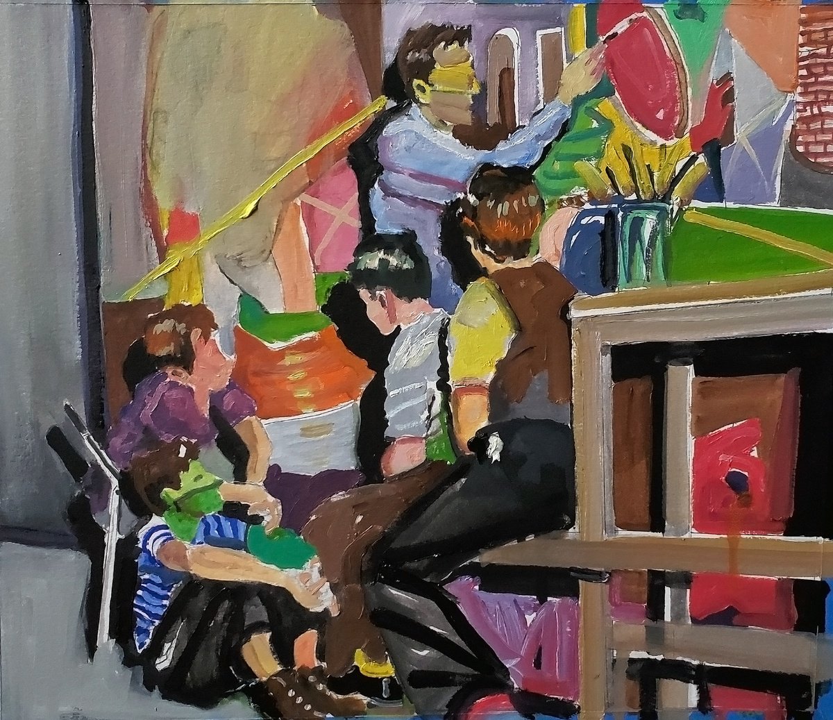 Surrealistic Portrait Oil Painting By Shelton Walsmith, 14 X 12", P+Qbpk, Original Artwork