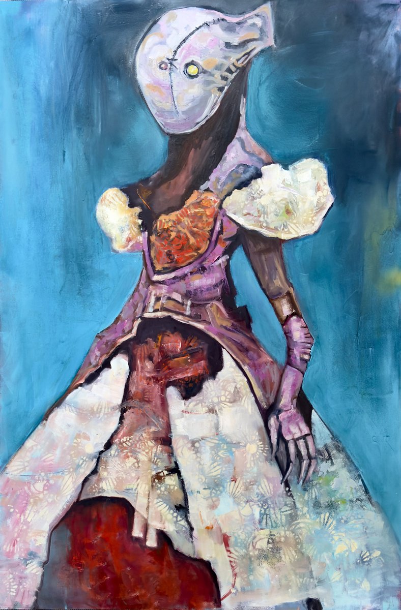 Impressionistic Portrait Oil Painting By Lola Jovan, 24 X 36", Edith Was Having An Emotion, Original Artwork