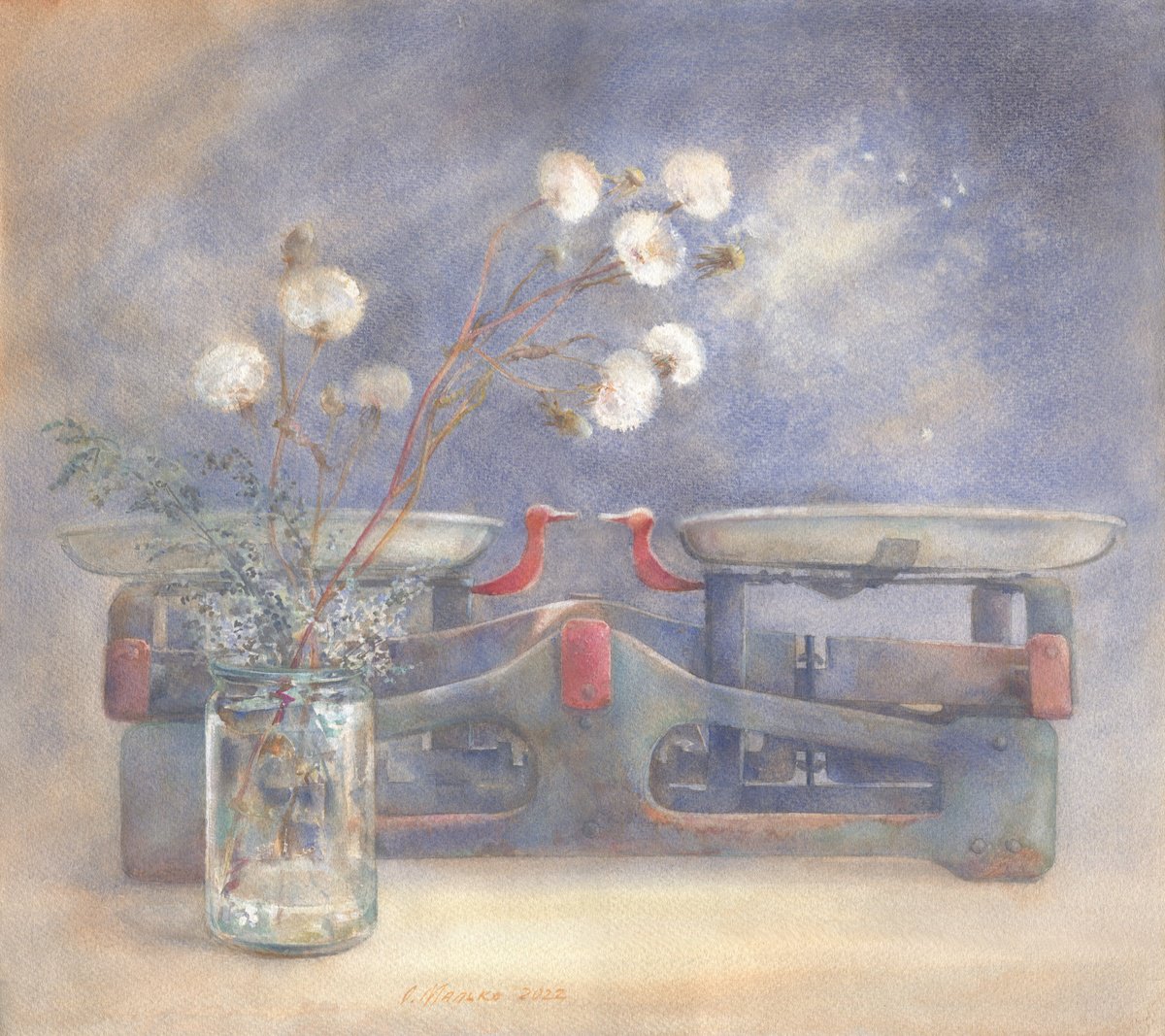 Photorealistic Still Life Watercolour By Olha Malko, 22 X 20", The Balance Is So Shaky..., Original Artwork