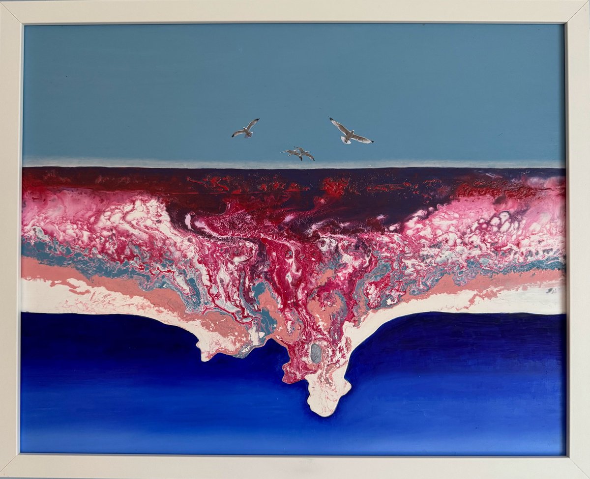 Surrealistic Landscape Painting By Stefano Pallara, 20 X 17", Sconfinare N.4, Original Artwork