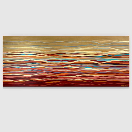 Golden Flow - 152 x 61 cm - metallic gold paint and acrylic on canvas