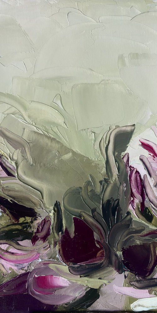 The Garden floral impasto green orchids by Daniela Nocito
