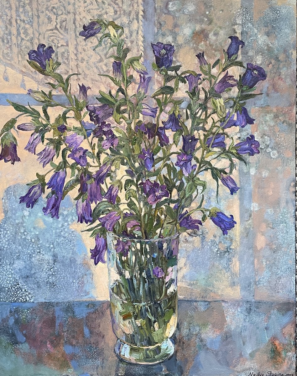 Bouquet Of Bellflowers By Nadezda Stupina, 31 X 39, Artwork For Sale On Artfinder