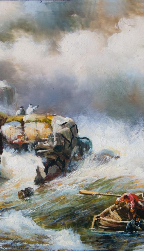 Miniature XIXth.C. shipwreck by GOUYETTE jean-michel