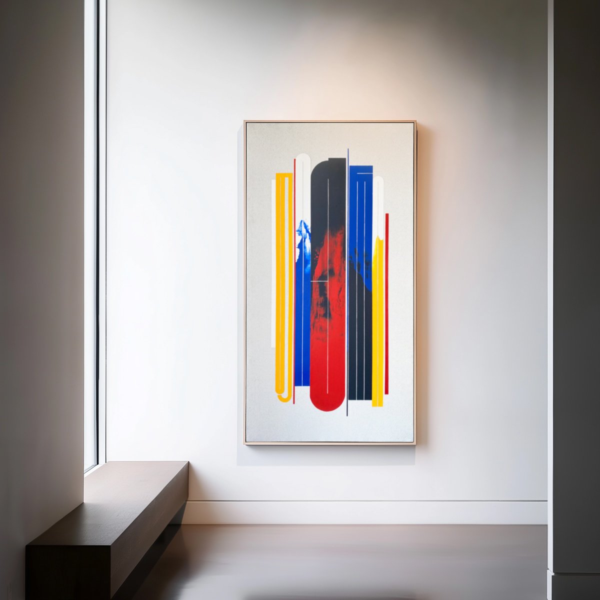 Geometric Abstract Acrylic Painting By Andrey Pavli, 35 X 63, Thinking, Original Artwork