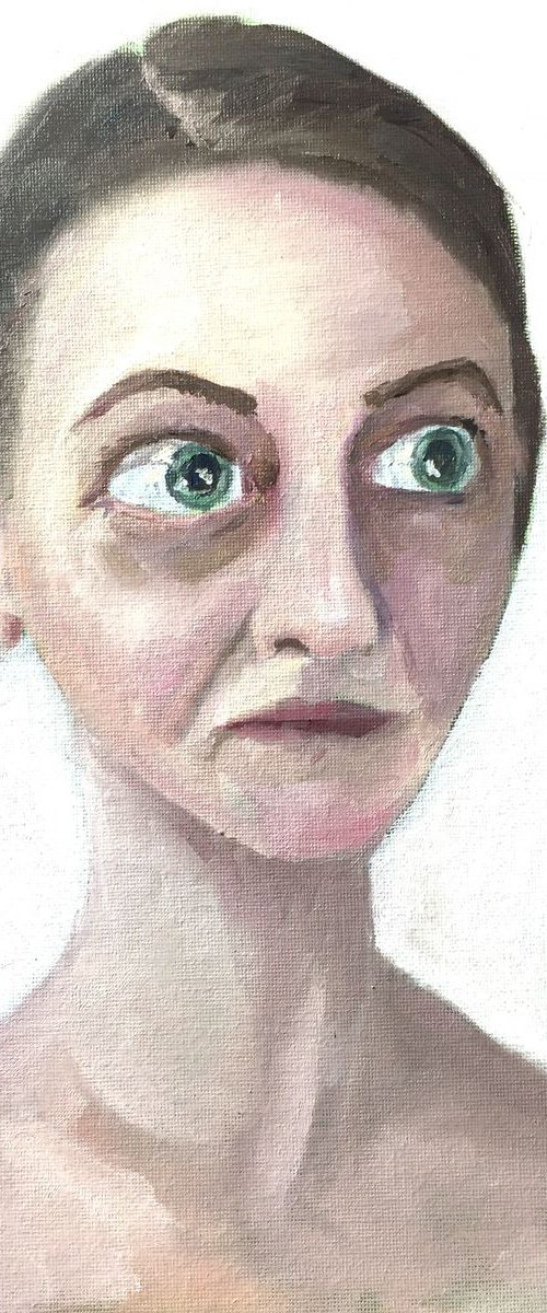 Portrait of Katrina oil on canvas board 12x10 - portrait of a woman - face by Ryan  Louder