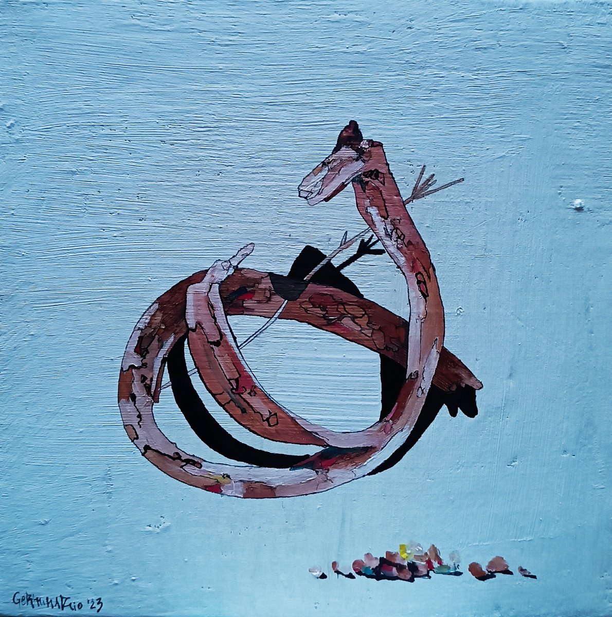 Organic Botanical Oil Painting By Isabellangela Germinario, 10 X 10, Not A Snake, Original Artwork