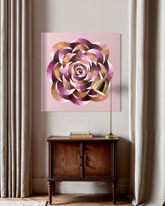 GOLD AND PINK CRYSTAL ROSE