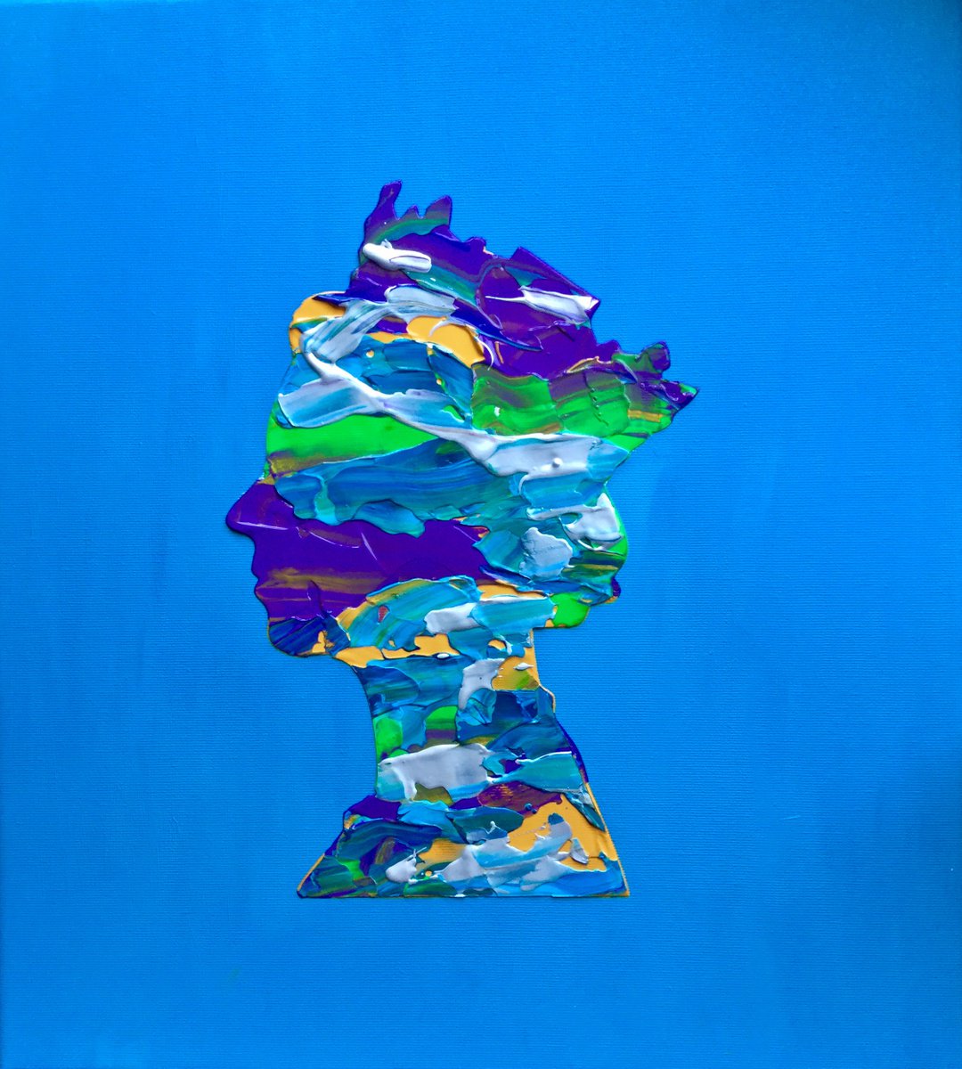 Queen 36 on turquoise ORIGINAL PAINTING INSPIRED BY QUEEN ELIZABETH