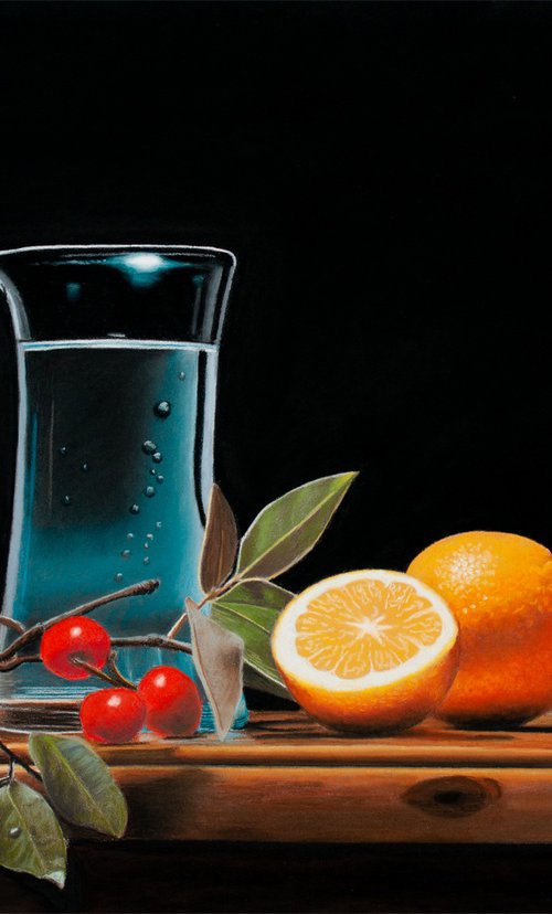 Berries, Oranges and Water Jug by Dietrich Moravec