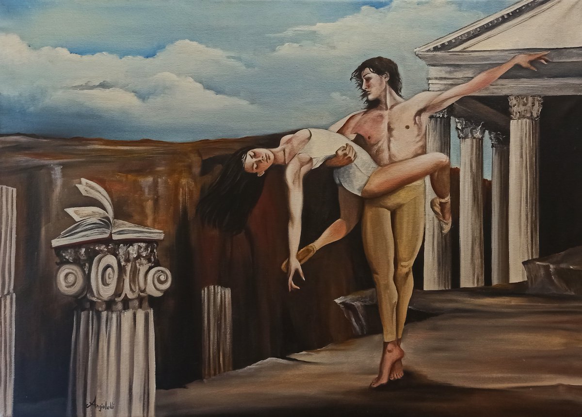 Photorealistic Portrait Oil Painting By Anna Rita Angiolelli, 28 X 20, Amore E Psiche, Original Artwork