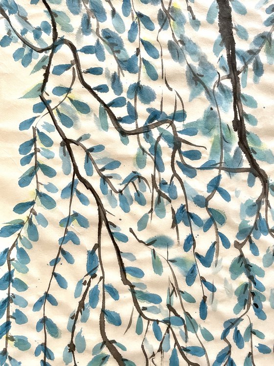 Blue Creeper - Chinese brush painting study