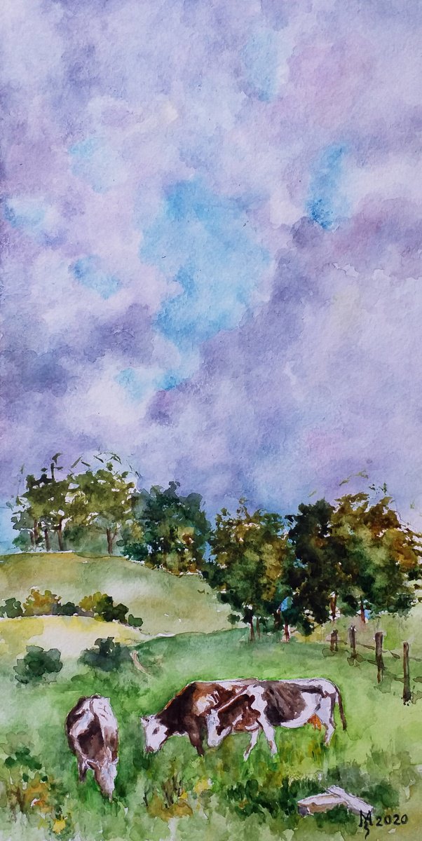 Impressionistic Watercolour , Landscape By Zoran Mihajlovic Muza, 7 X 13, Artwork For Sale On Artfinder