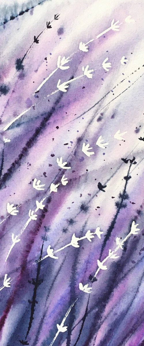 Lavender storm. Original watercolor artwork. by Evgeniya Mokeeva