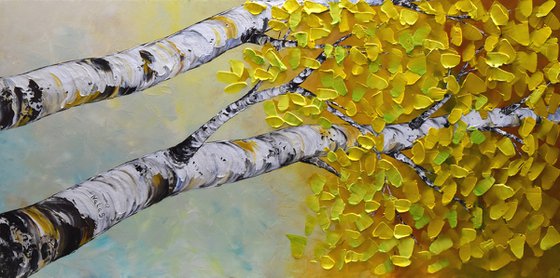 Silver Birches - Large Acrylic Impasto Painting