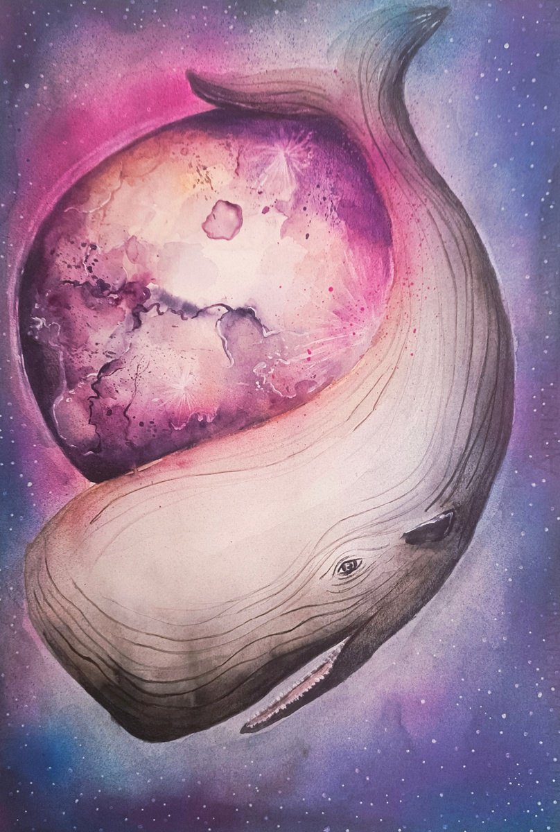 Surrealistic Animal Watercolour By Evgenia Smirnova, 15 X 22, Dream Carrier, Original Artwork