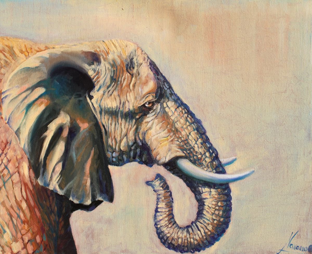 Elephant art, african art, wildlife art, Beautiful Giant by Lena Navarro