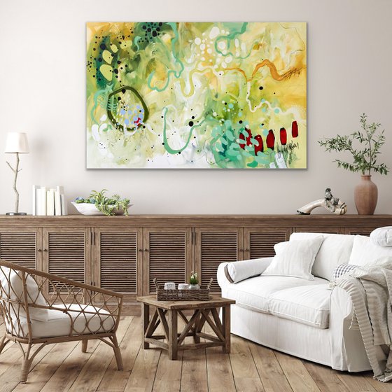 Marée basse - Large abstract mixed-media painting