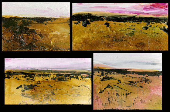 Dream Land Collection 1 - 4 Small Textural Landscape Paintings by Kathy Morton Stanion