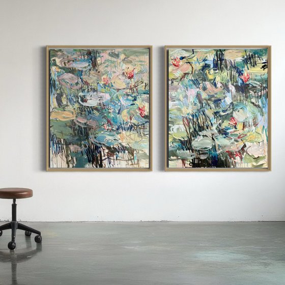 Spring pond. Diptych