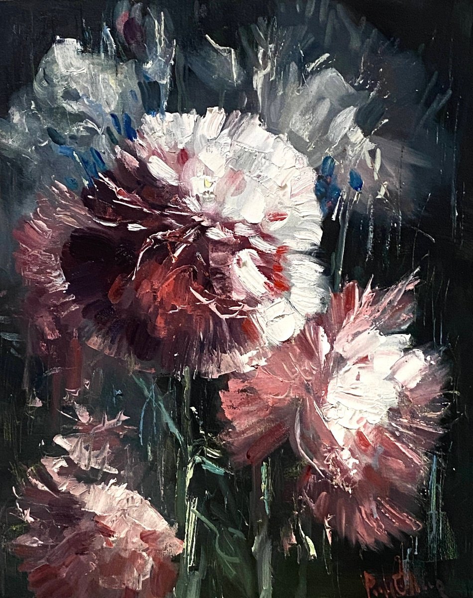 Impressionistic Botanical Oil Painting By Paul Cheng, 16 X 20", Flowers No.07, Original Artwork