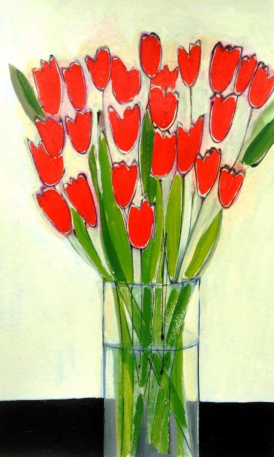Twenty Four Red Tulips