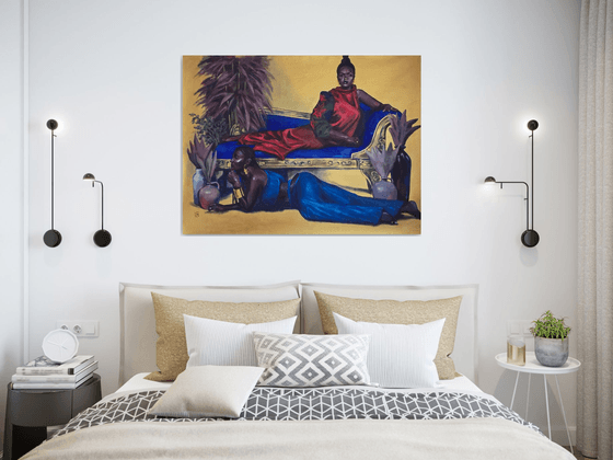 Portrait painting of two beautiful woman