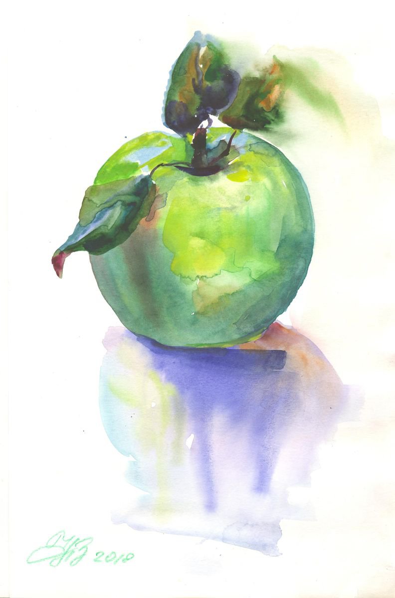 Green apple. Sketch. by Alla Cherniavska