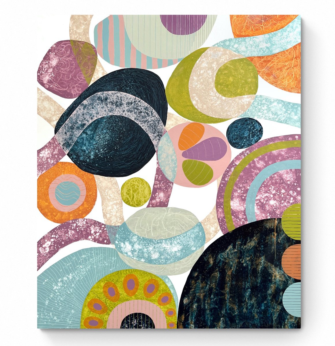 Abstract Acrylic Painting By Cristina Dalla Valentina, 39 X 47, Connections 1, Original Artwork