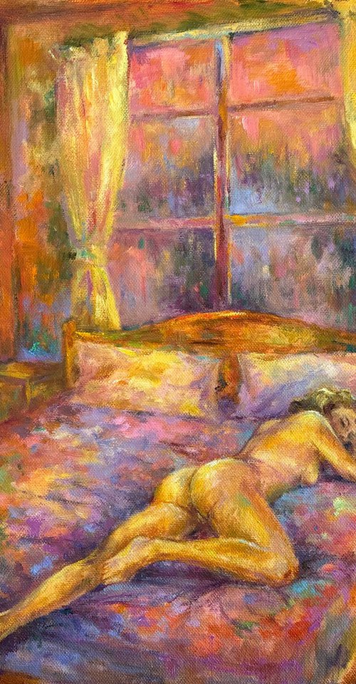 Interior with a reclining nude by Yana Vinitskaya