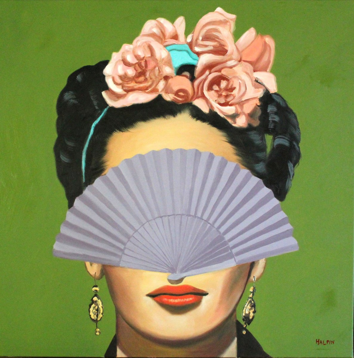 Urban And Pop Portrait Oil Painting By Mathew Halpin, 28 X 28", Fan Art Four., Original Artwork