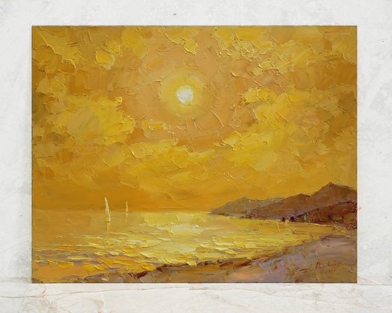 Yellow evening by sea
