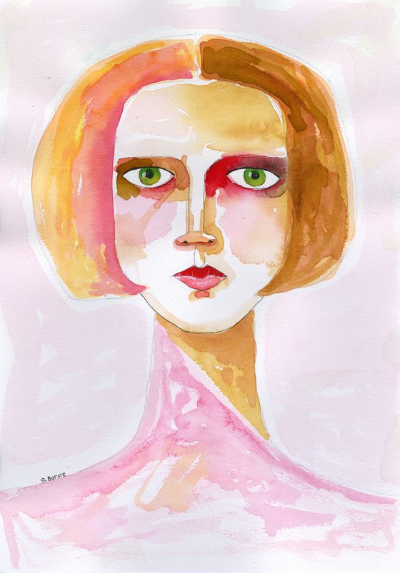 Pink Lady Watercolour