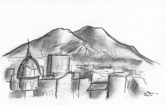 Sketch - Vue de Naples et Vésuve