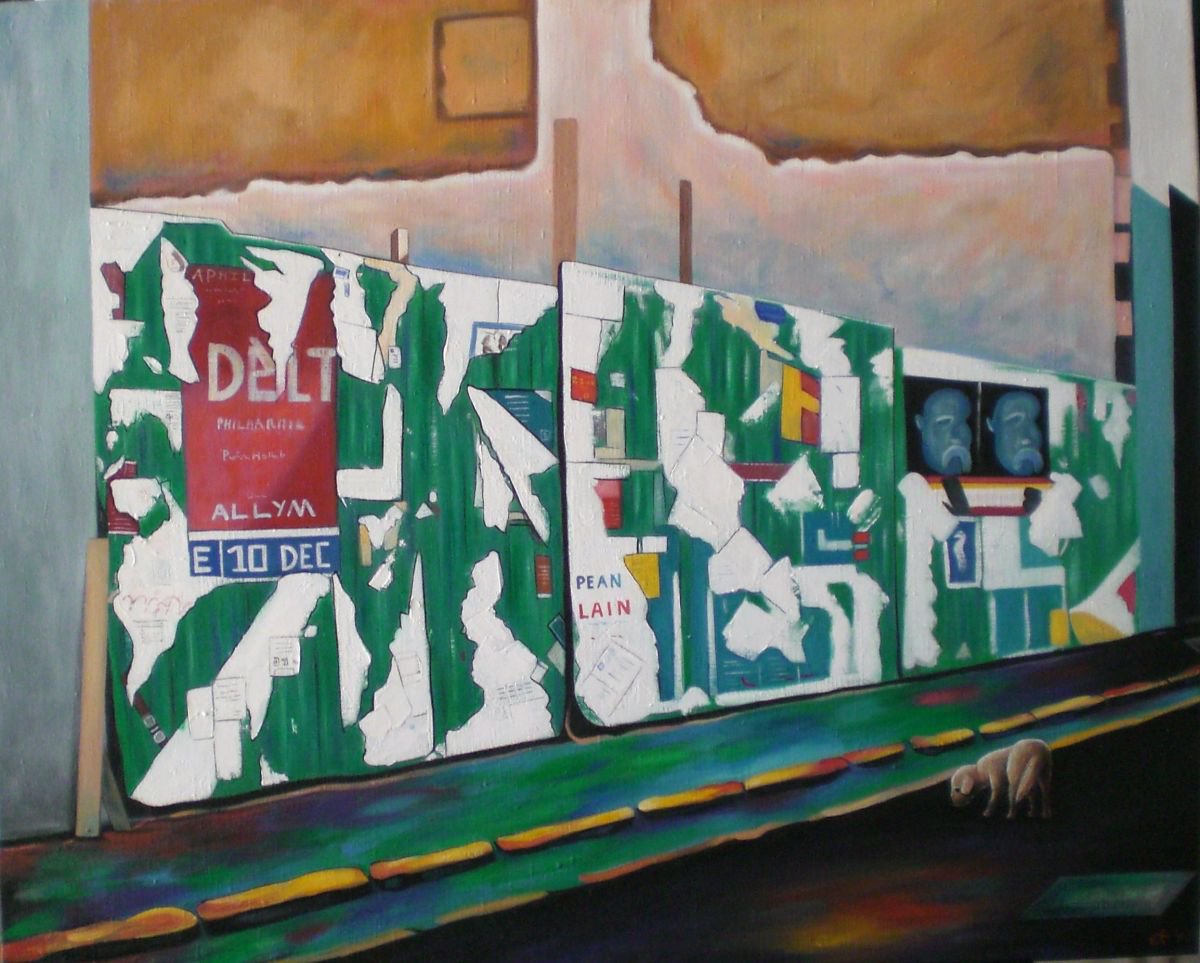 Oil painting on canvas, Les affiches B by Lionel Le Jeune