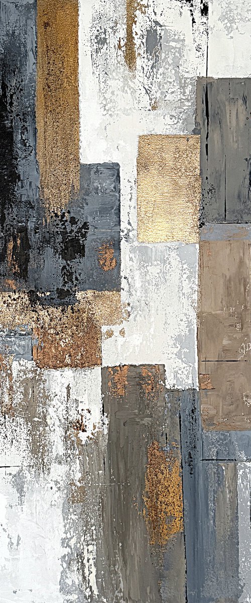 Golden Structure Field. Grey Beige Textured by Tatiana Malinovscaia