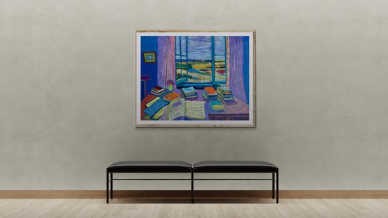 Interior with Books and an Open Window