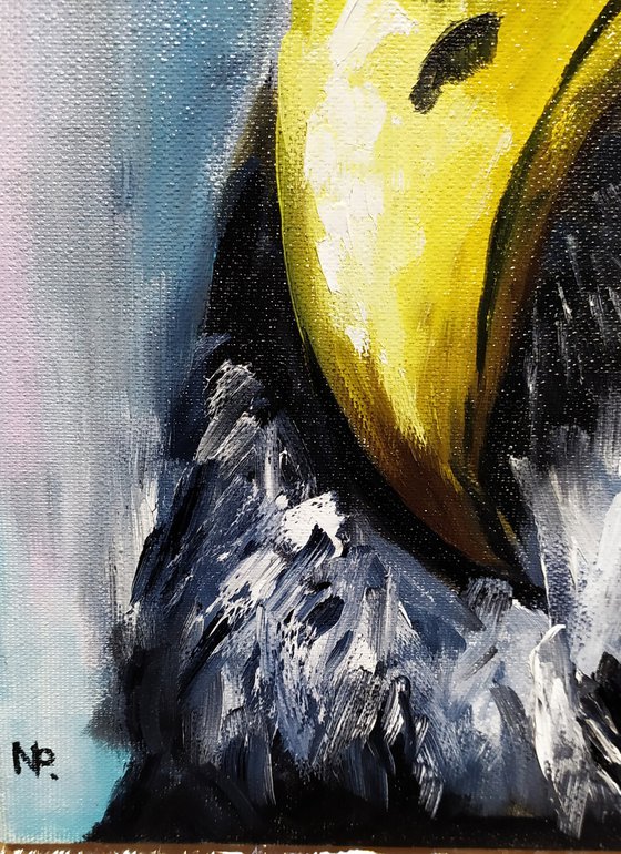 Young eagle, original bird small oil painting, gift idea, art for home