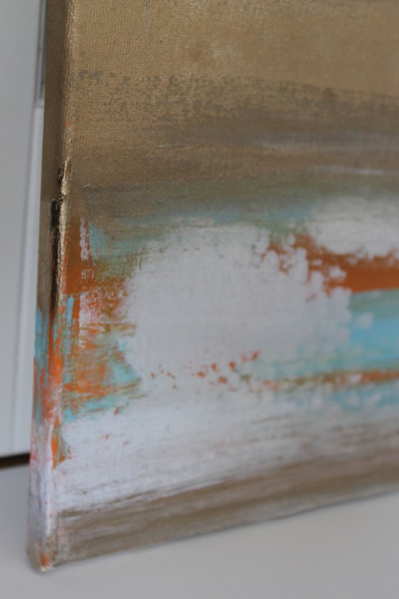 Orange white and gold painting