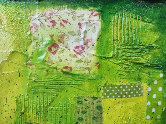 Green patchwork Field Textured Landscape
