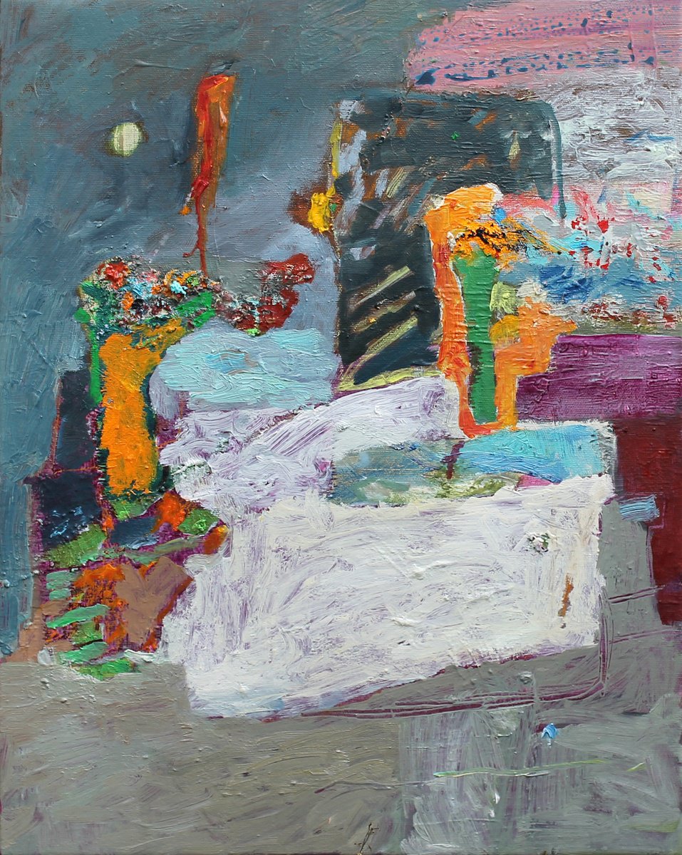 Organic Abstract Oil Painting By Sergiy Dekalyuk, 16 X 20", The Night That Saw Snow, Original Artwork