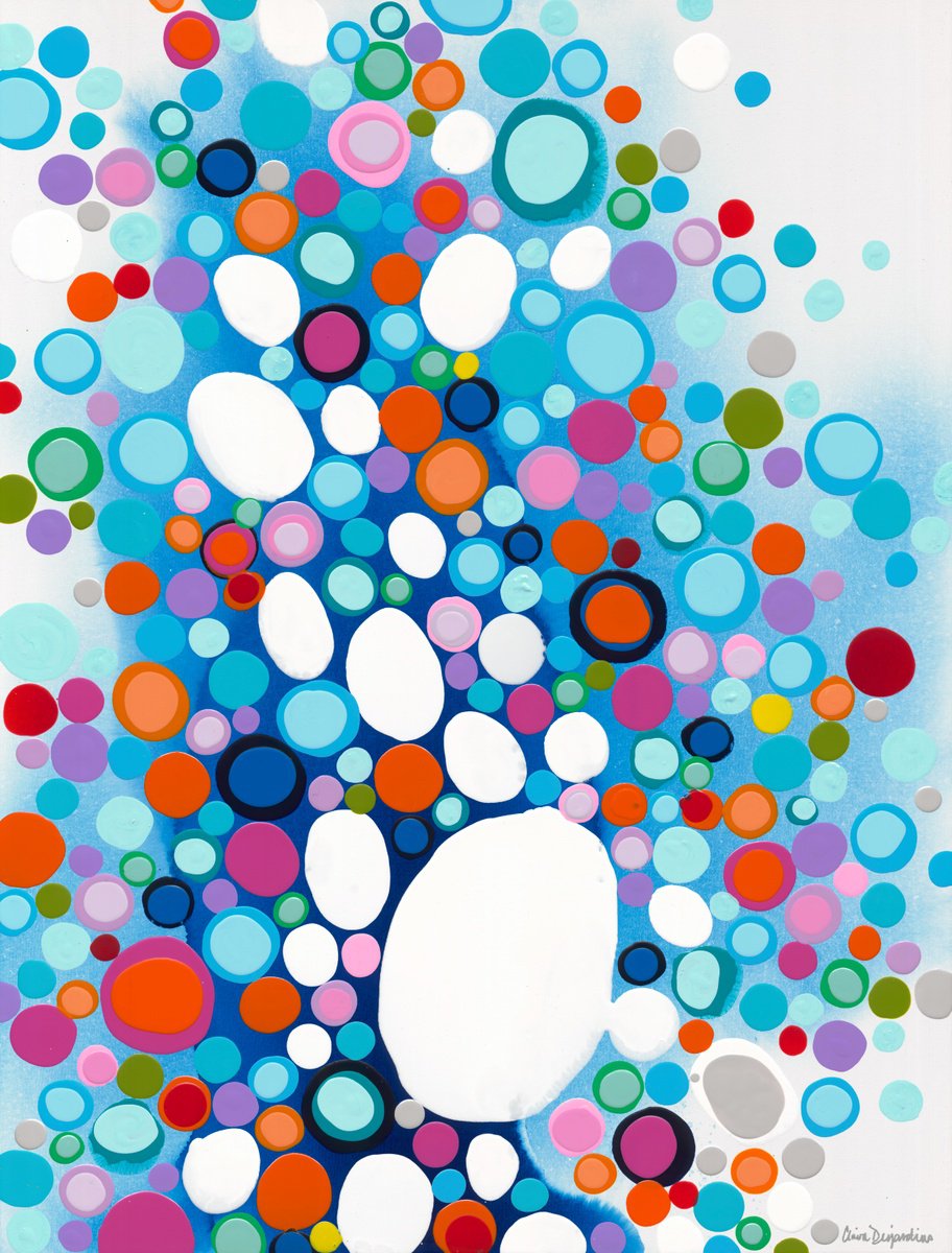 Abstract Acrylic Painting By Claire Desjardins, 36 X 48, Bubble Up, Original Artwork