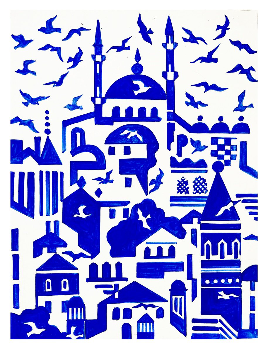 Urban And Pop Acrylic Painting , Istanbul-02 By Andre Baldet, 13 X 17, Artwork For Sale On Artfinder