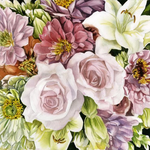 spring bouquet watercolor by Alfred  Ng