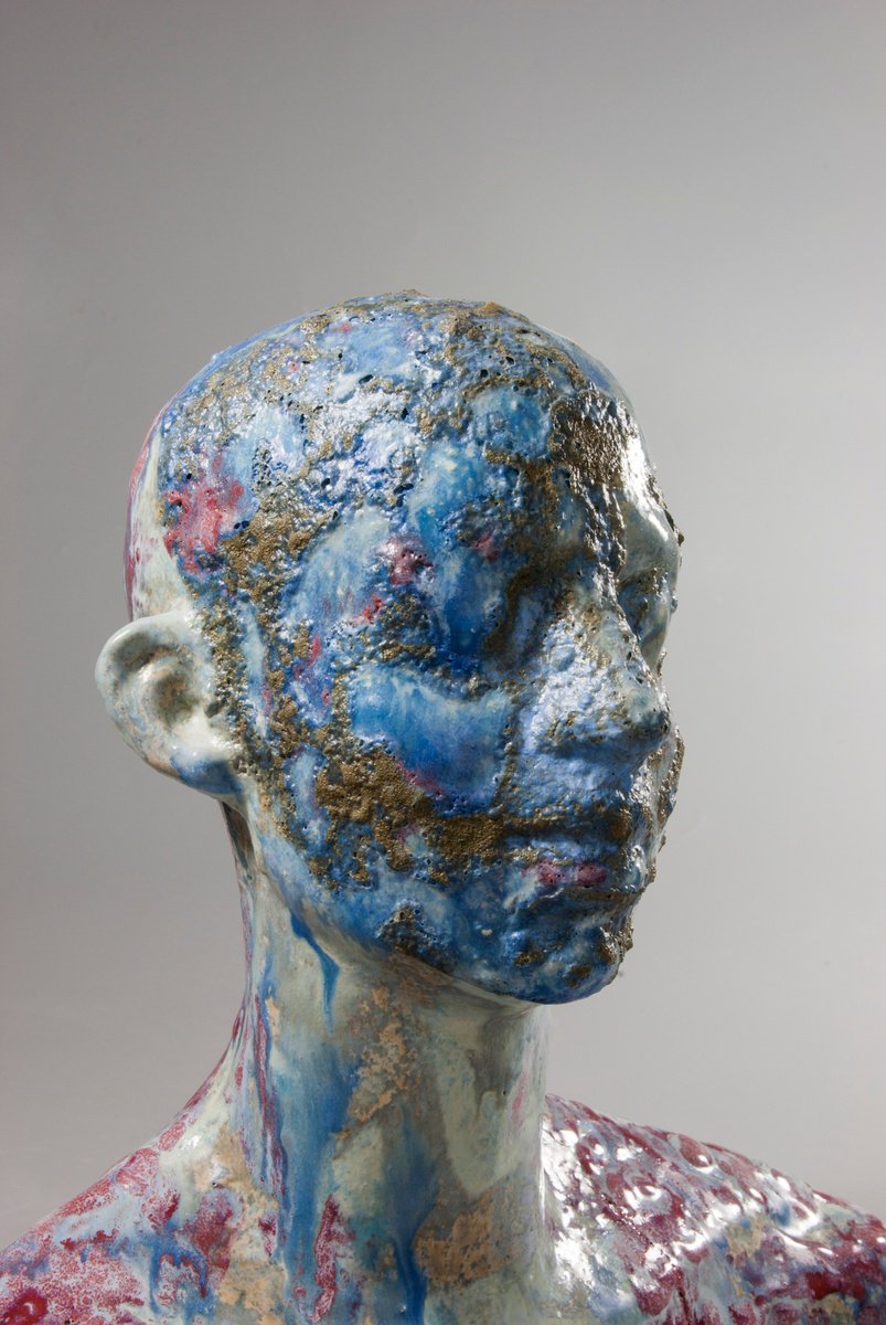 Abstract Portrait Clay Sculpture By Nadiia Otriazha, 15 X 13", Bust_04, Original Artwork