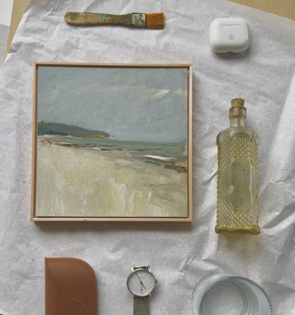 Impressionistic Landscape Oil Painting By Irina Zelenina, 10 X 10, Sand, Original Artwork